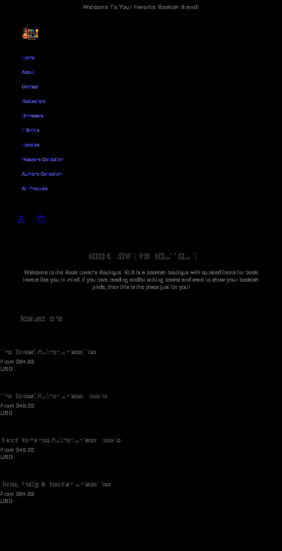 bookloversboutique.com shopify website screenshot