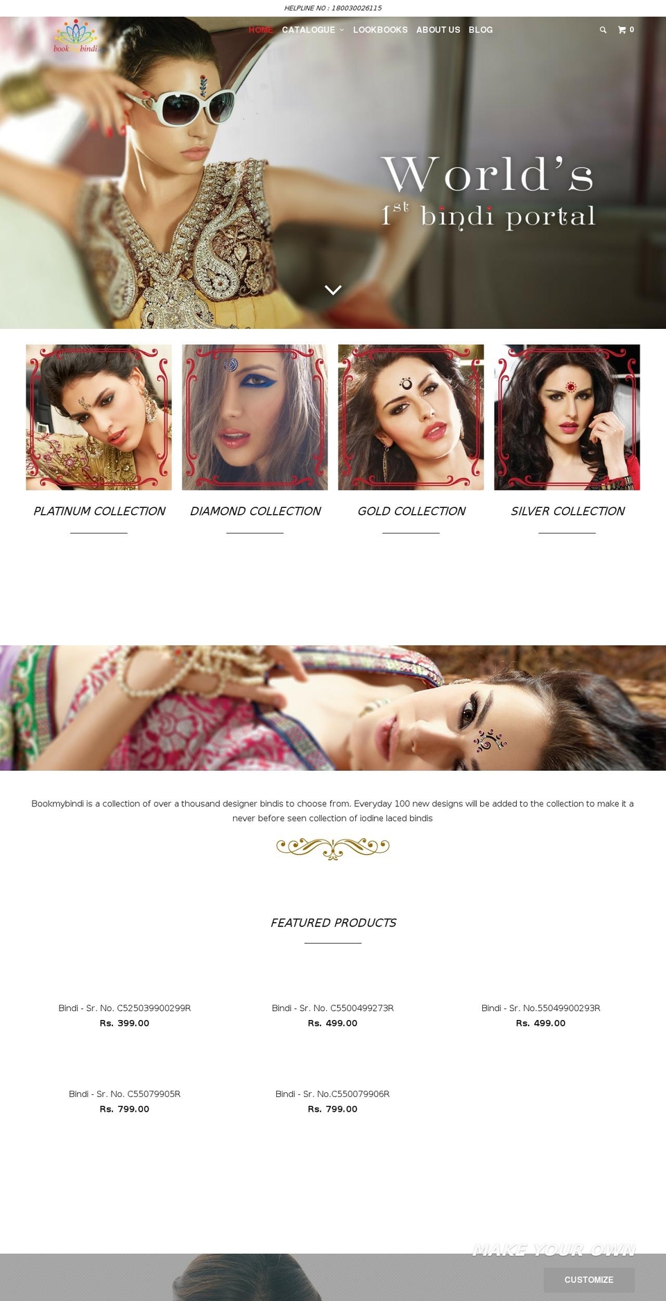 bookmybindi.com shopify website screenshot
