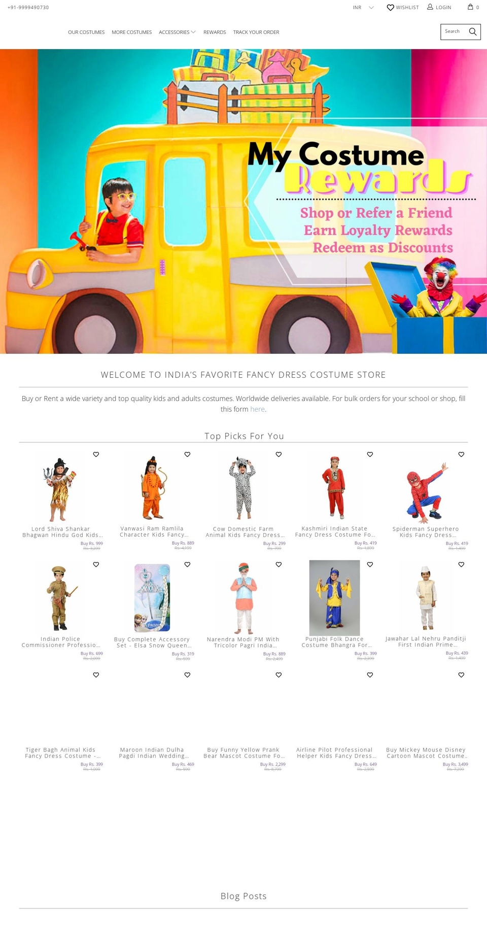 bookmycostume.com shopify website screenshot