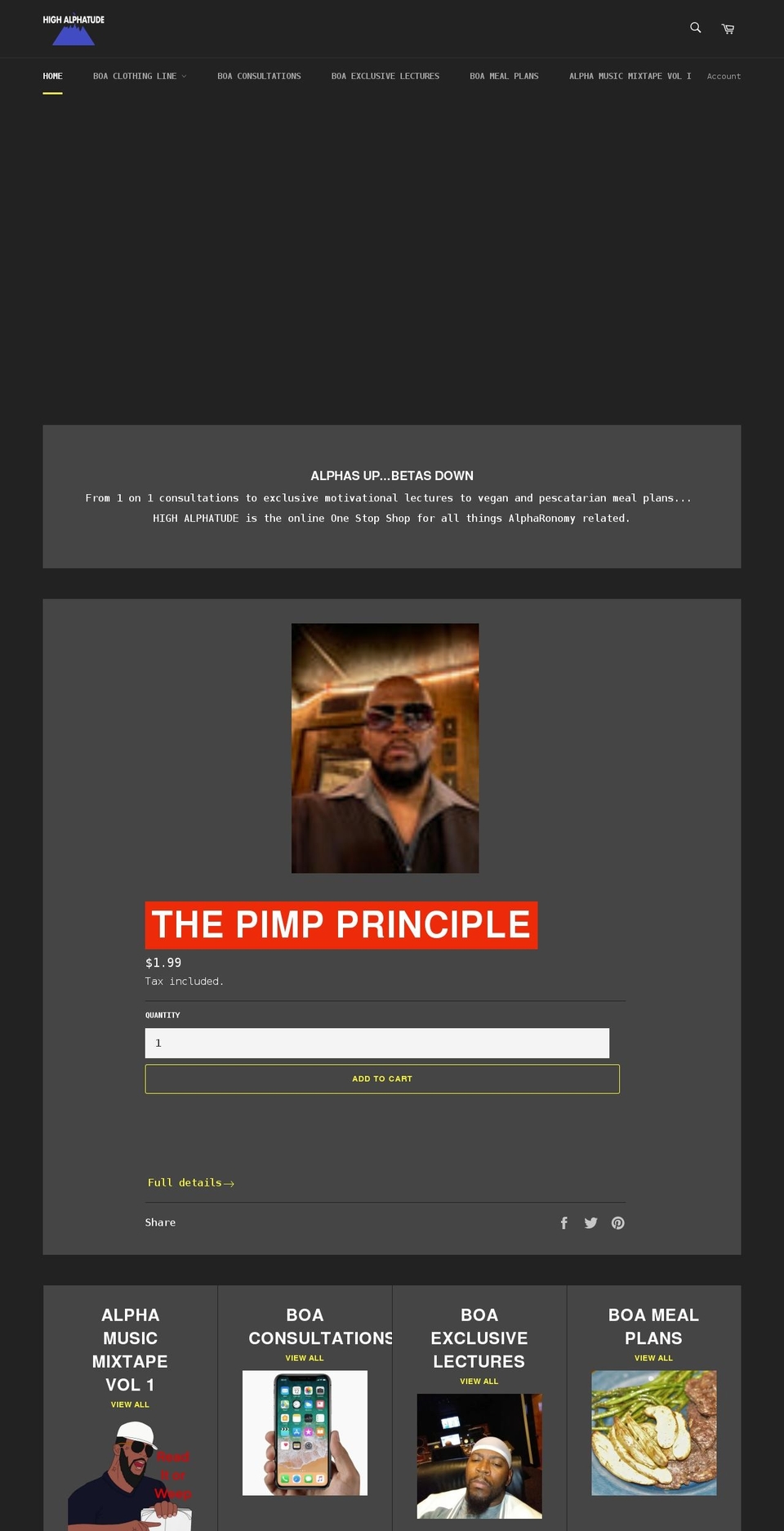 bookofalpharonomy.com — Shopify storefront screenshot