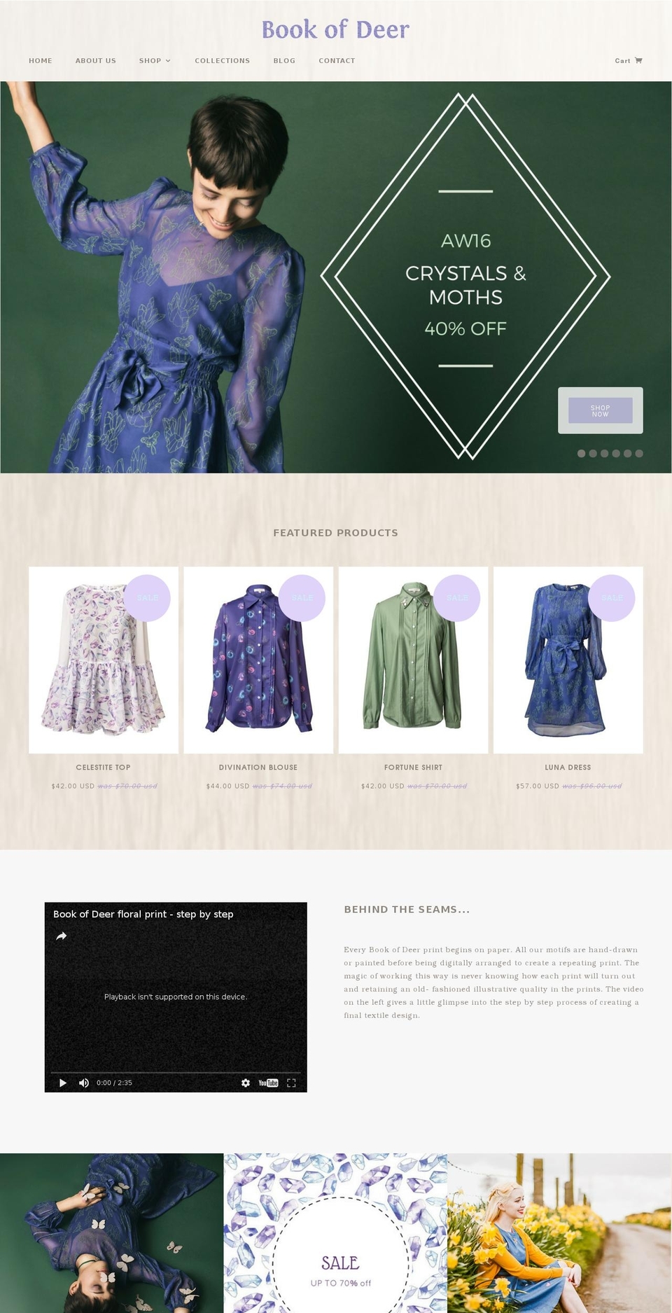 Book of Deer v. Shopify theme site example bookofdeer.com