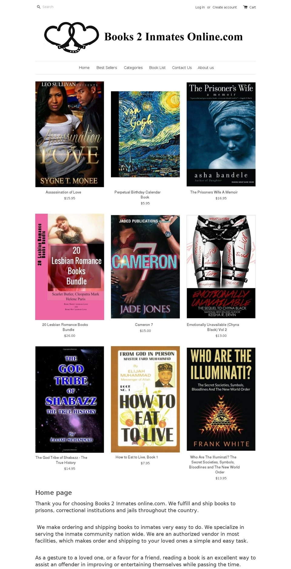 books2inmatesonline.com shopify website screenshot