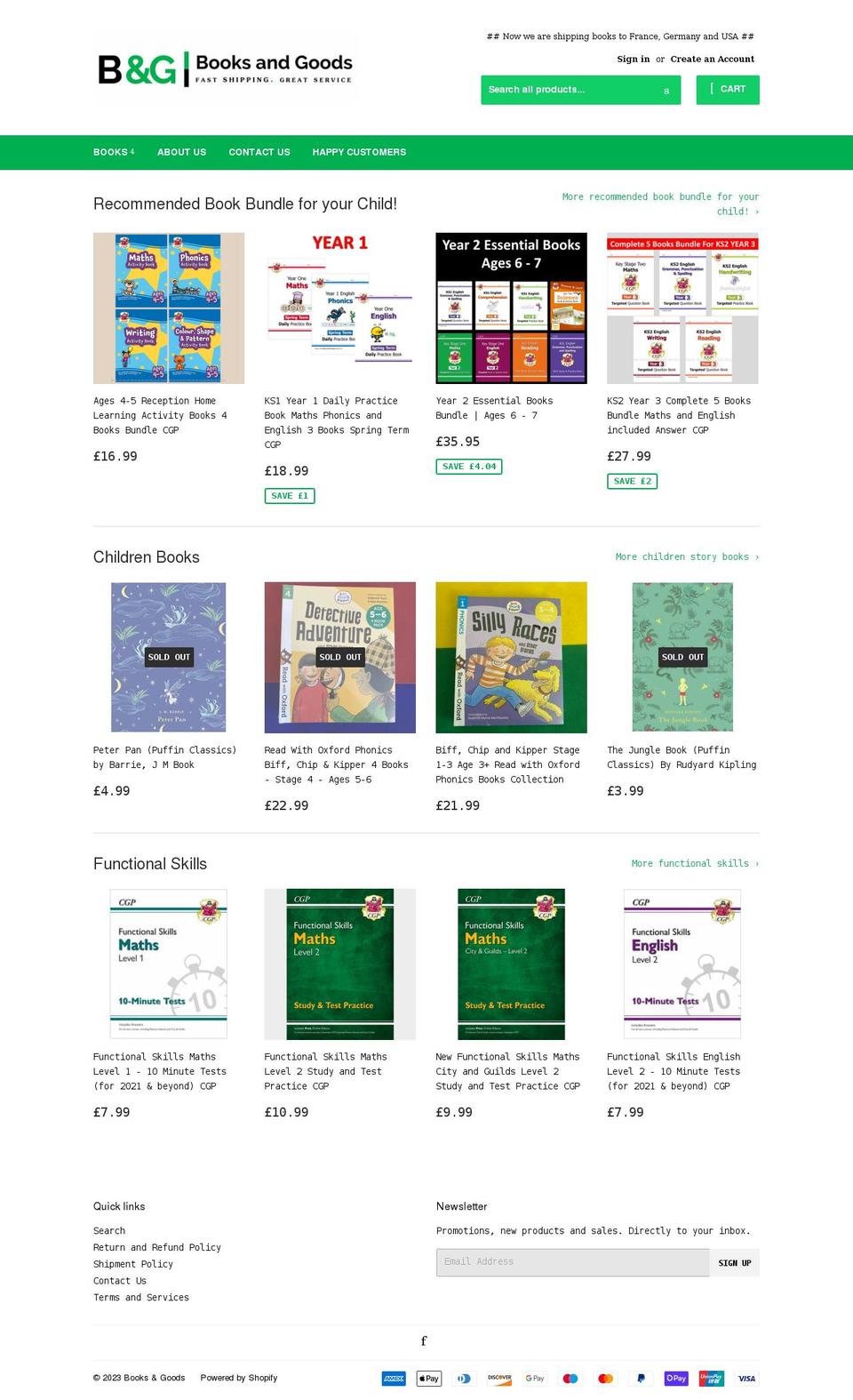 booksandgoods.com shopify website screenshot