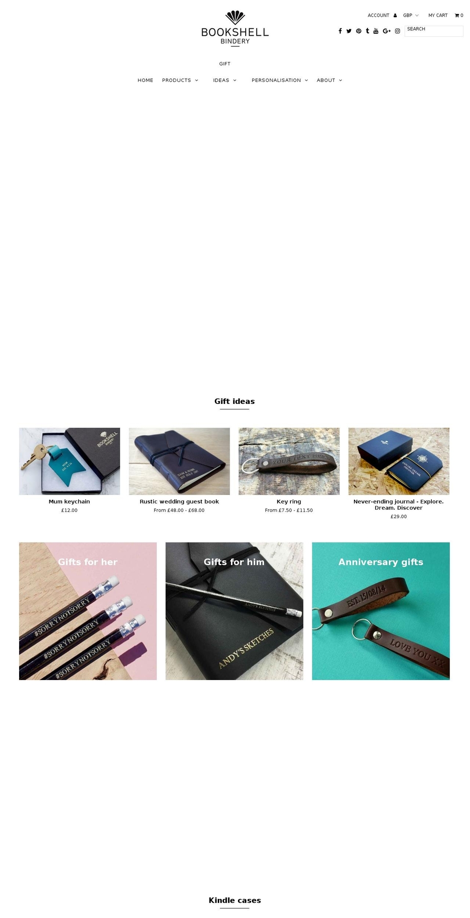 bookshellbindery.com shopify website screenshot