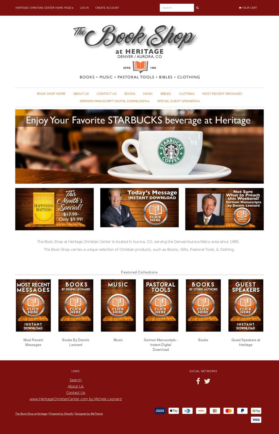 bookshopatheritage.com — Shopify storefront screenshot