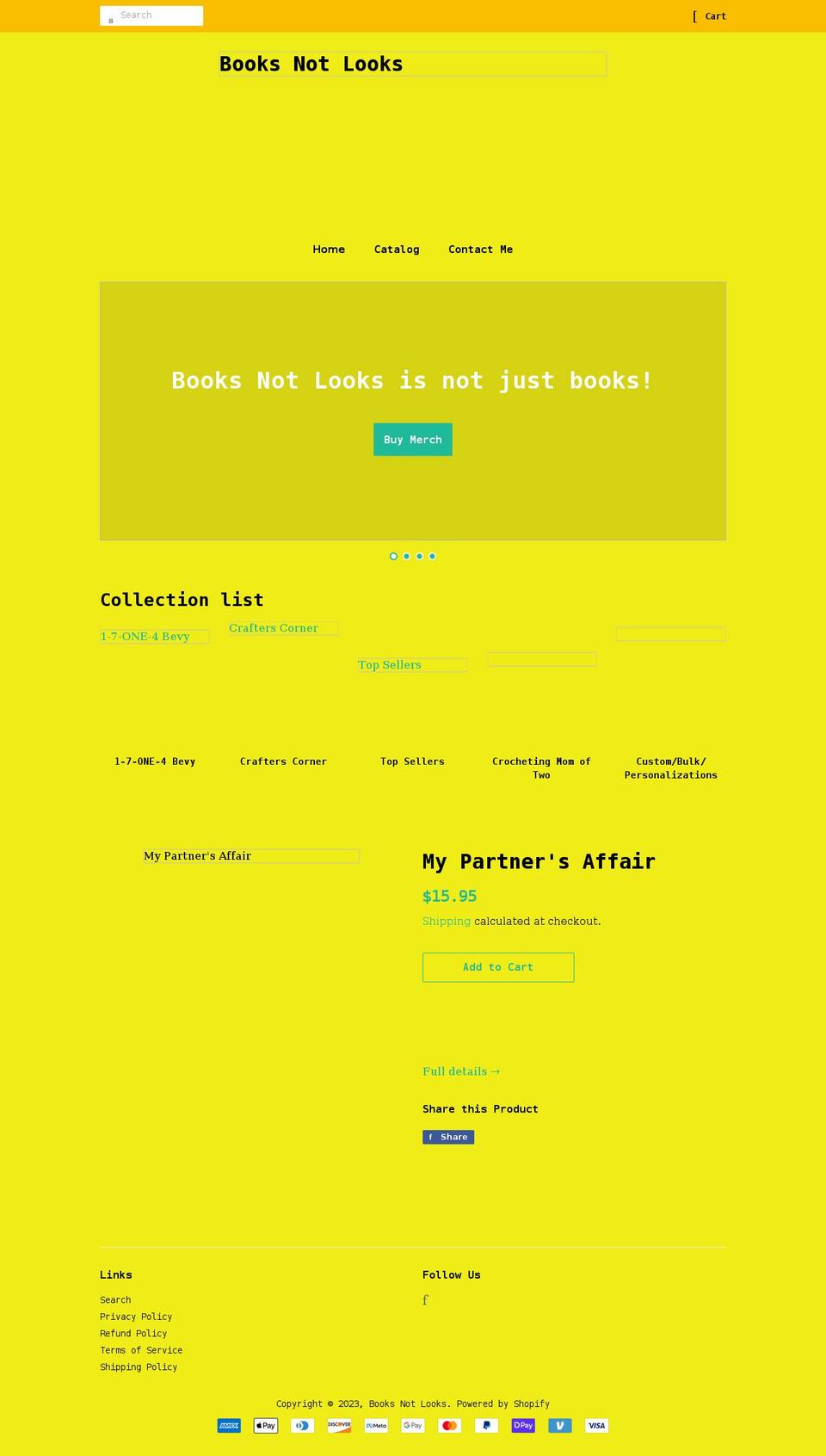 booksnotlooks.com shopify website screenshot