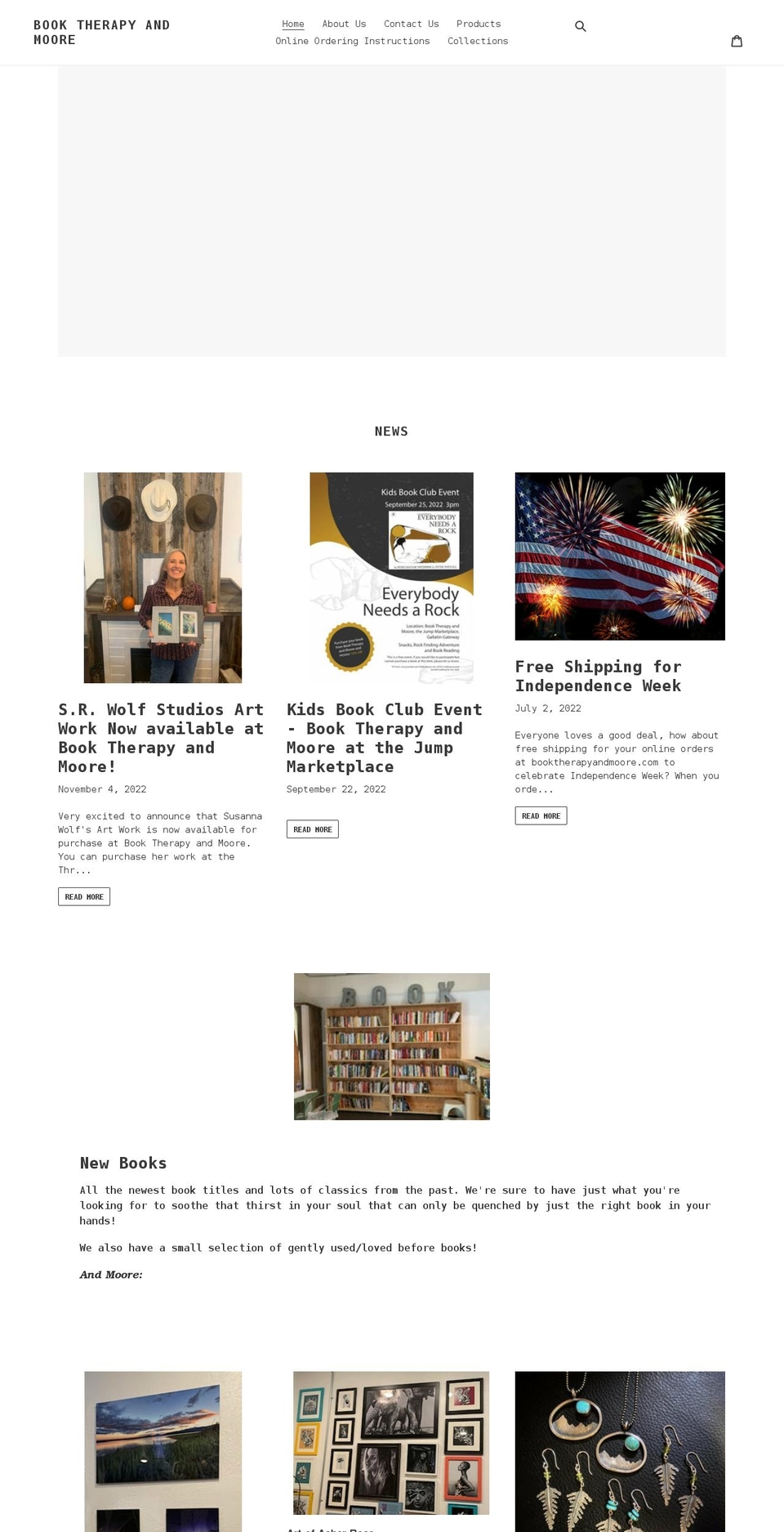 booktherapyandmoore.com shopify website screenshot