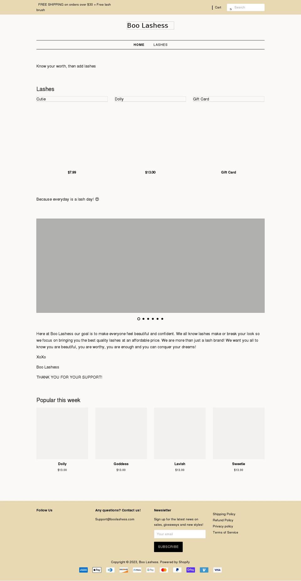 boolashess.com shopify website screenshot