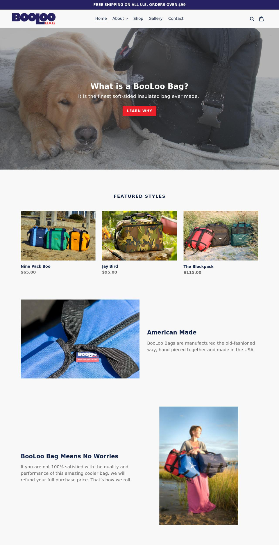booloobag.com shopify website screenshot
