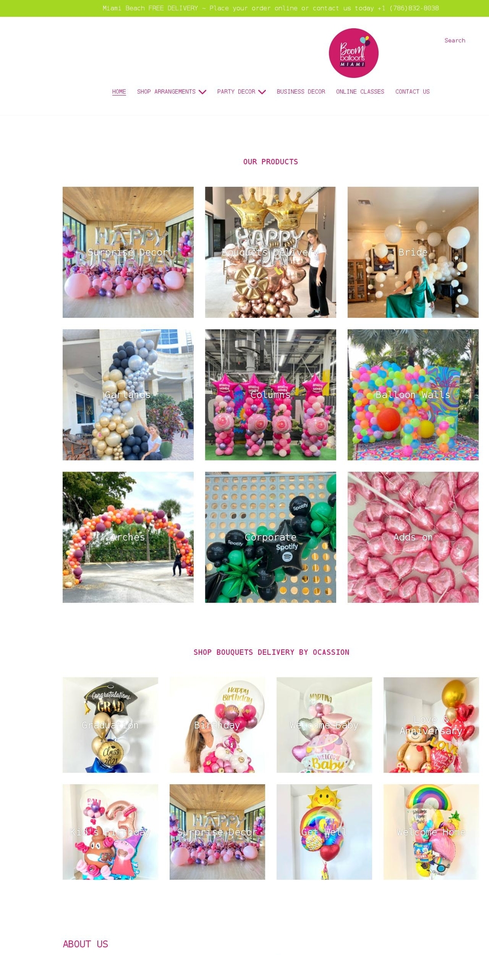 boom-balloons.com shopify website screenshot