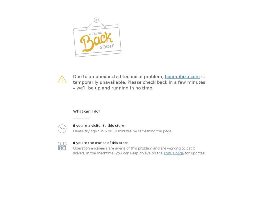 boom-ibiza.com shopify website screenshot