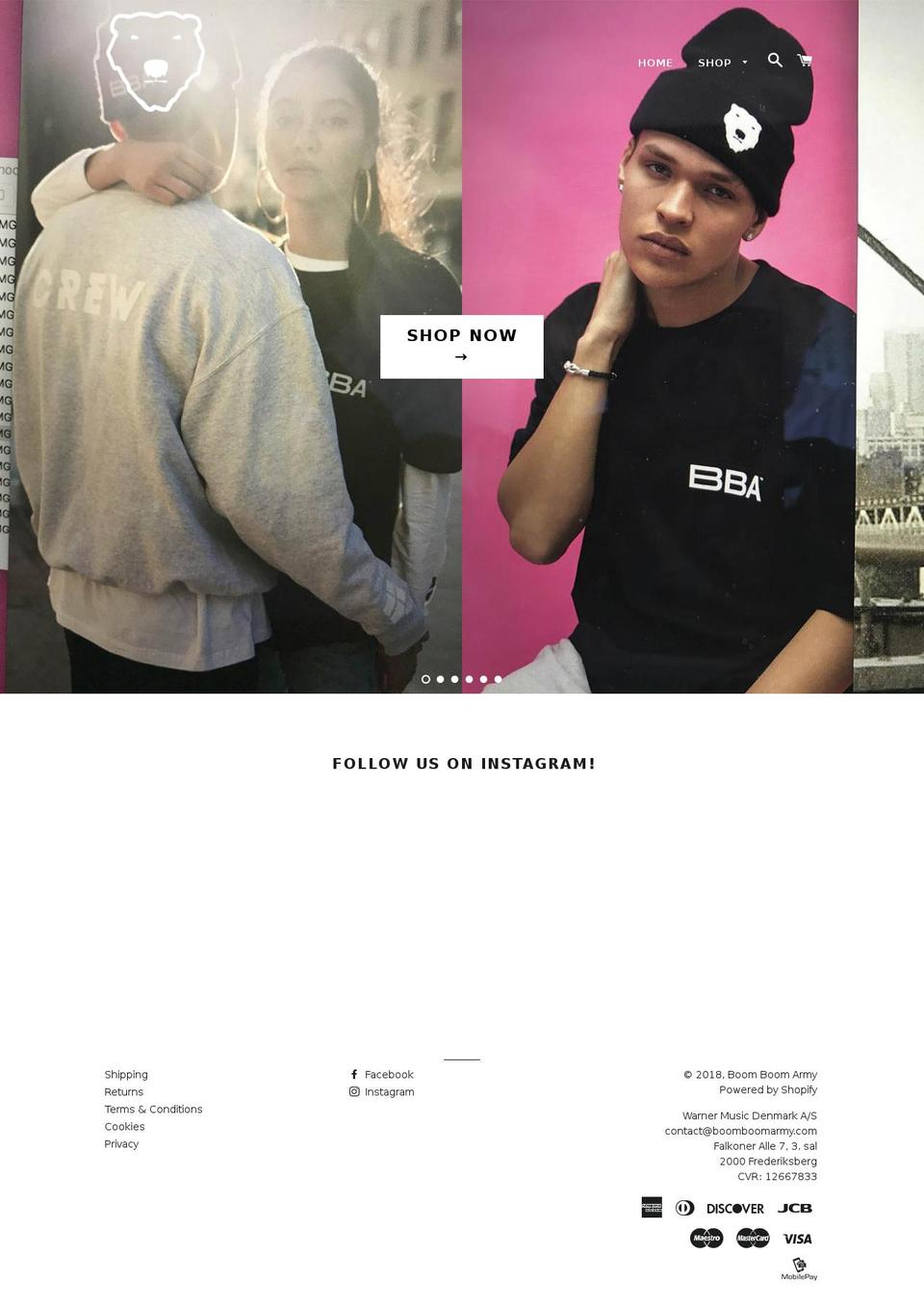 boomboomarmy.com — Shopify storefront screenshot