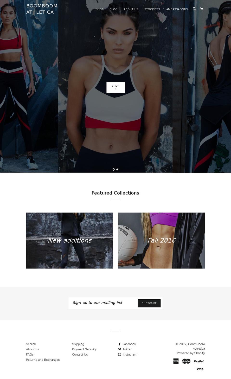 boomboomathletica.com shopify website screenshot