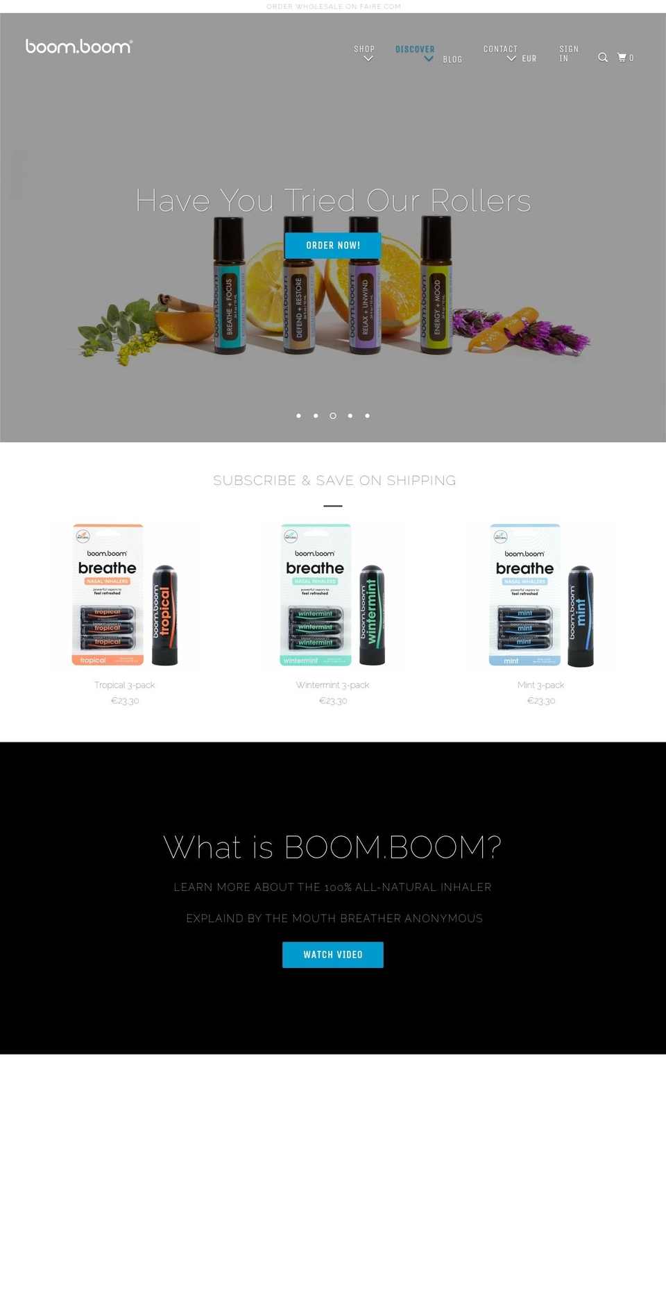 boomboomeurope.com shopify website screenshot