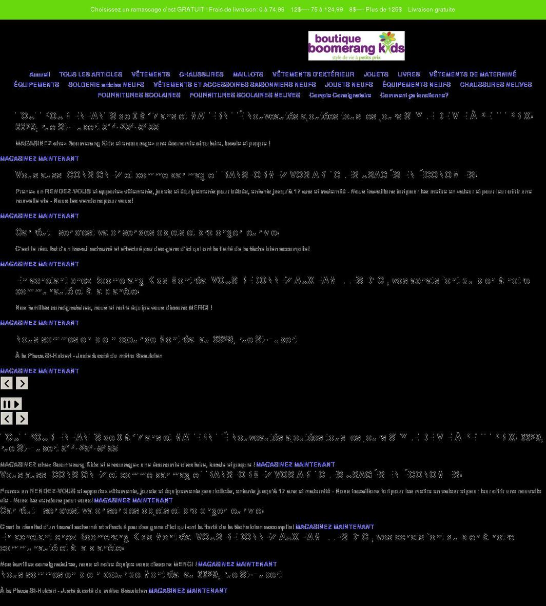 boomerangkidsmontreal.com shopify website screenshot