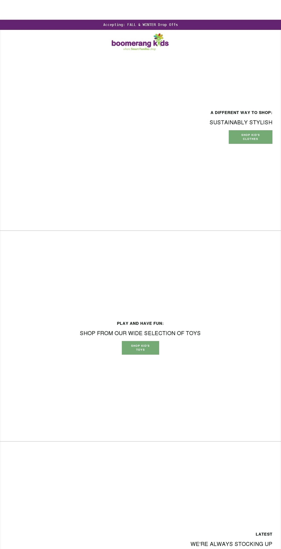 boomerangkidswellingtonwest.com shopify website screenshot