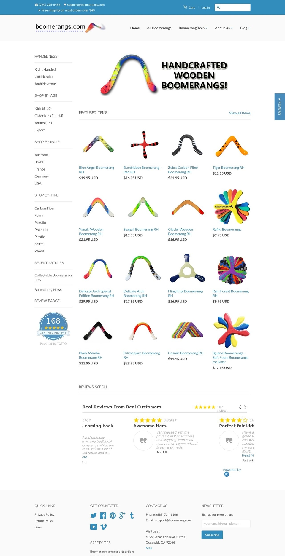 Ready to Ship Shopify theme site example boomerangs.com