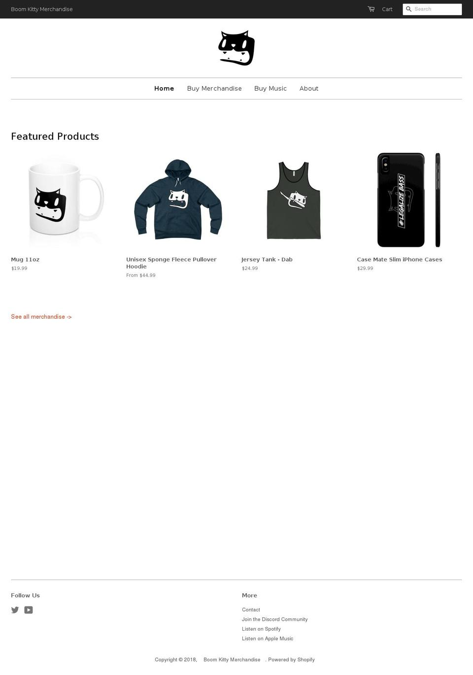 boomkittymusic.com — Shopify storefront screenshot
