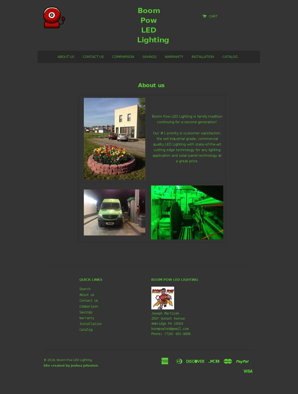 boompowled.com shopify website screenshot