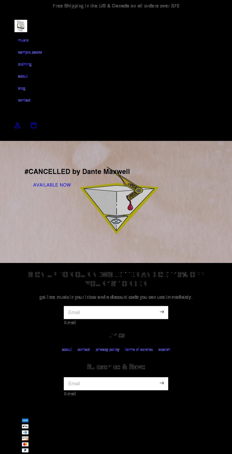 boomsandbaps.com shopify website screenshot