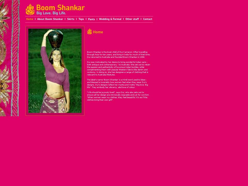 Showcase Shopify theme site example boomshankar.com.au