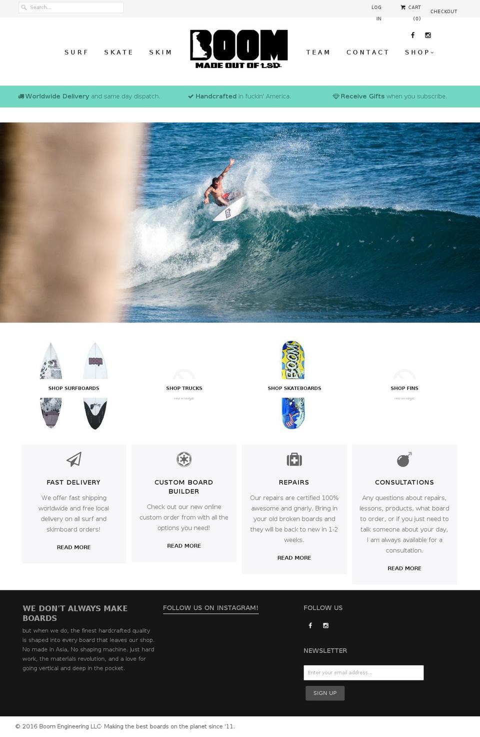 boomsurfboards.com shopify website screenshot