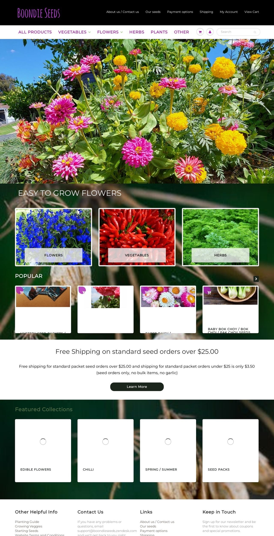 boondieseeds.com.au shopify website screenshot