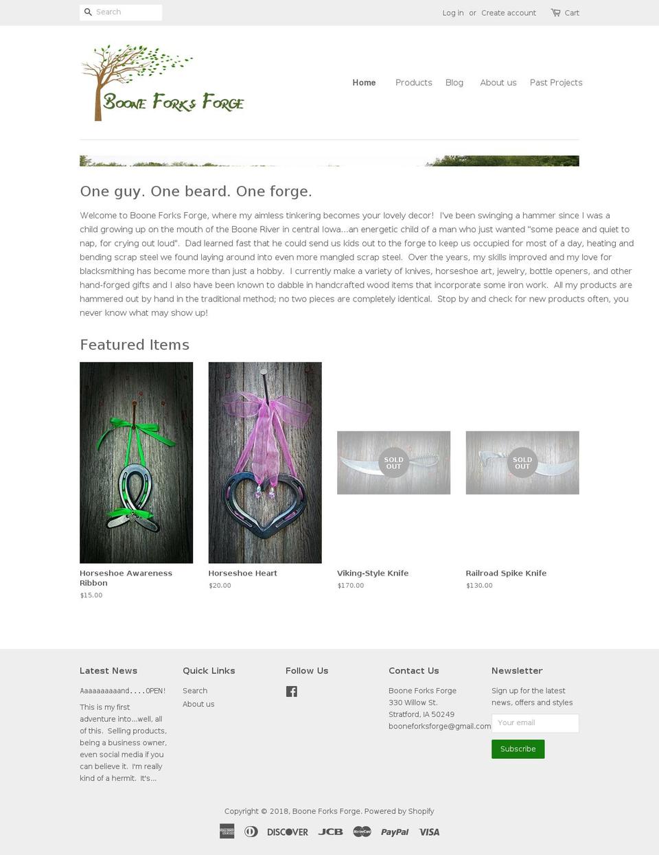 booneforksforge.com — Shopify storefront screenshot