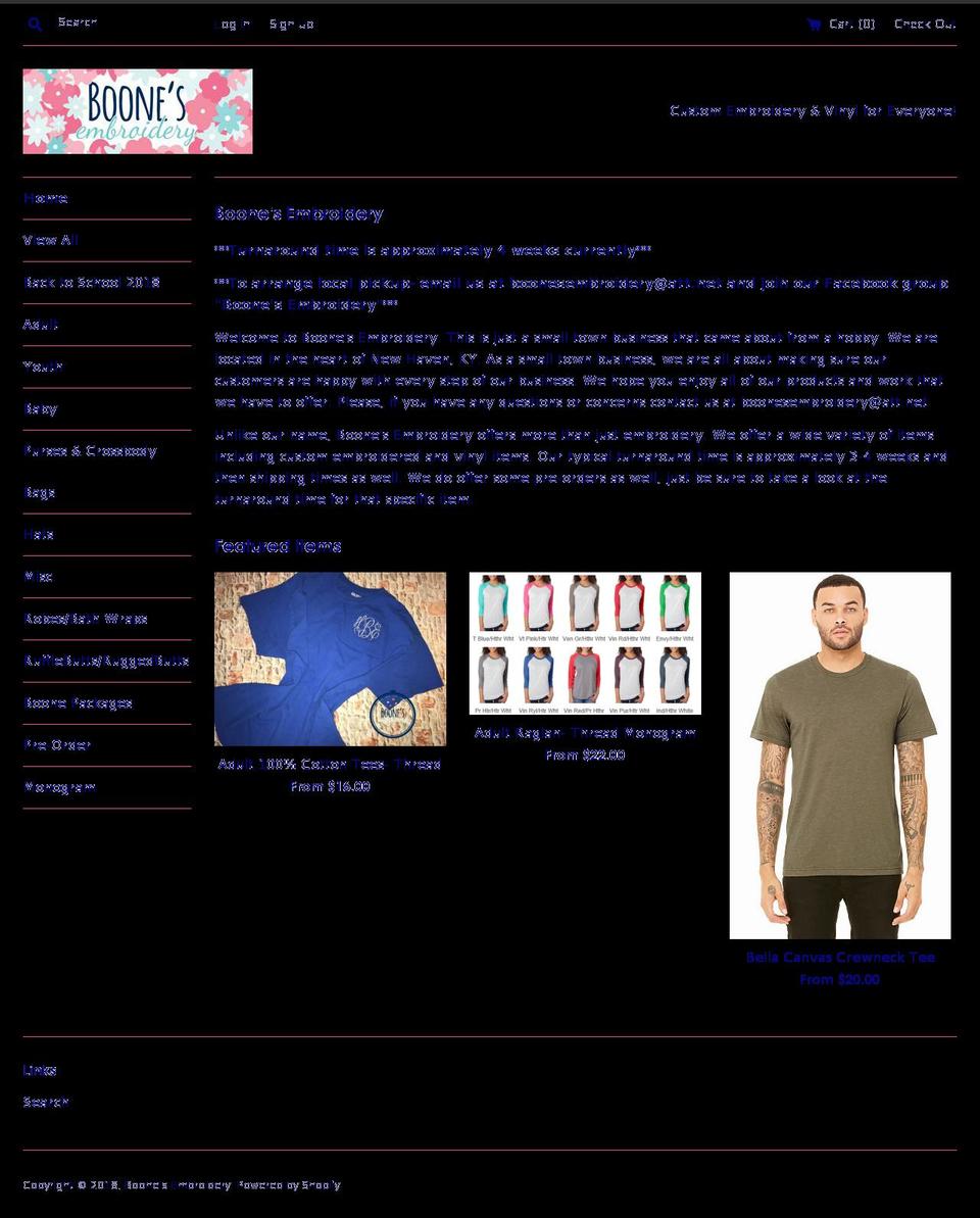 boonesembroidery.com — Shopify storefront screenshot