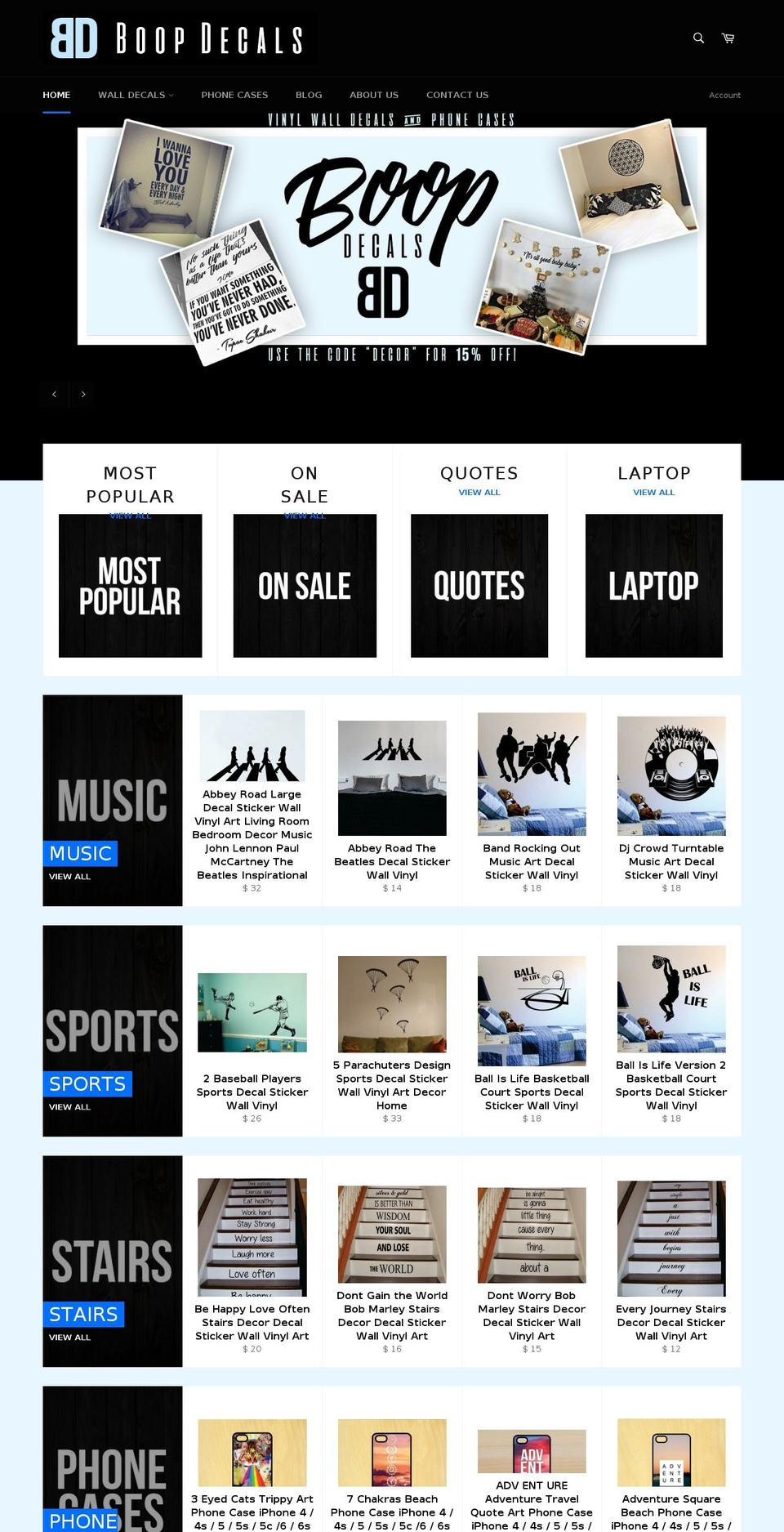 boopdecals.com — Shopify storefront screenshot