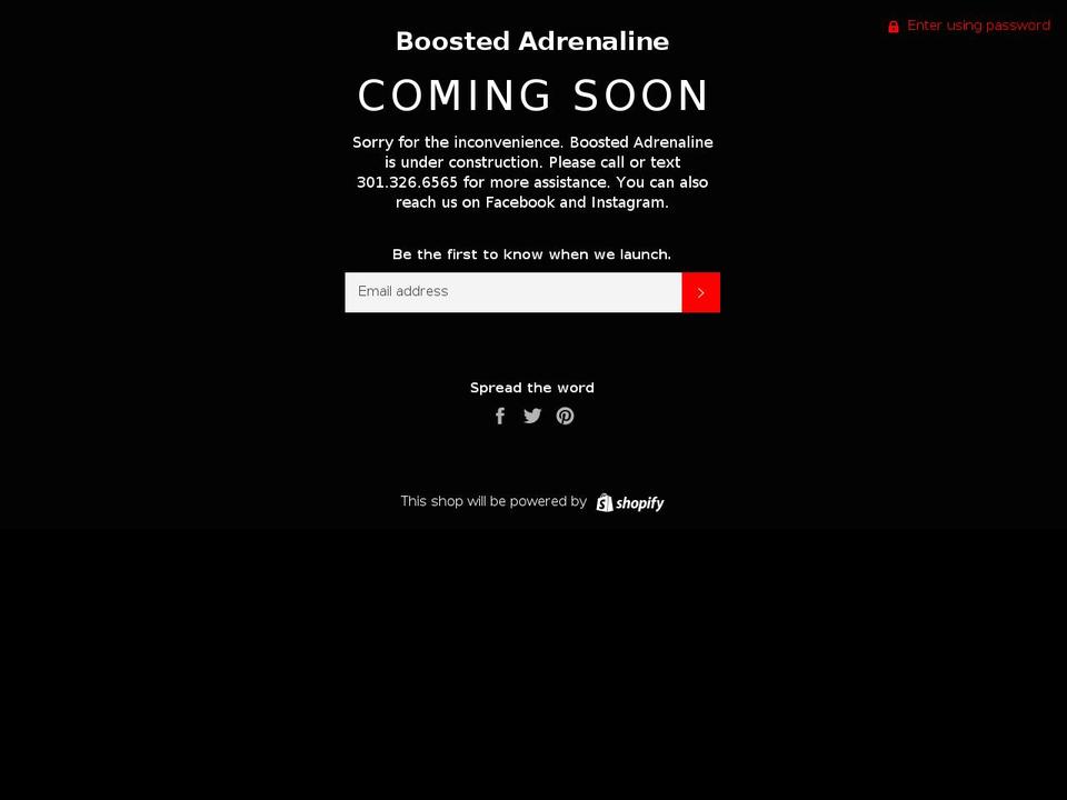 boostedadrenaline.com — Shopify storefront screenshot