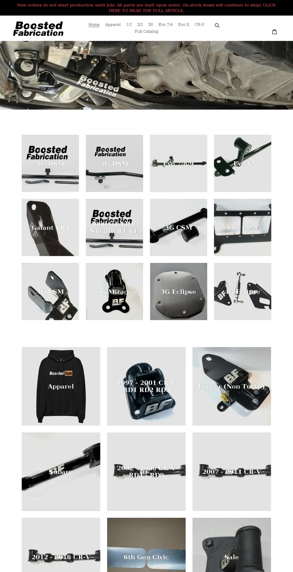 boostedfabrication.com shopify website screenshot