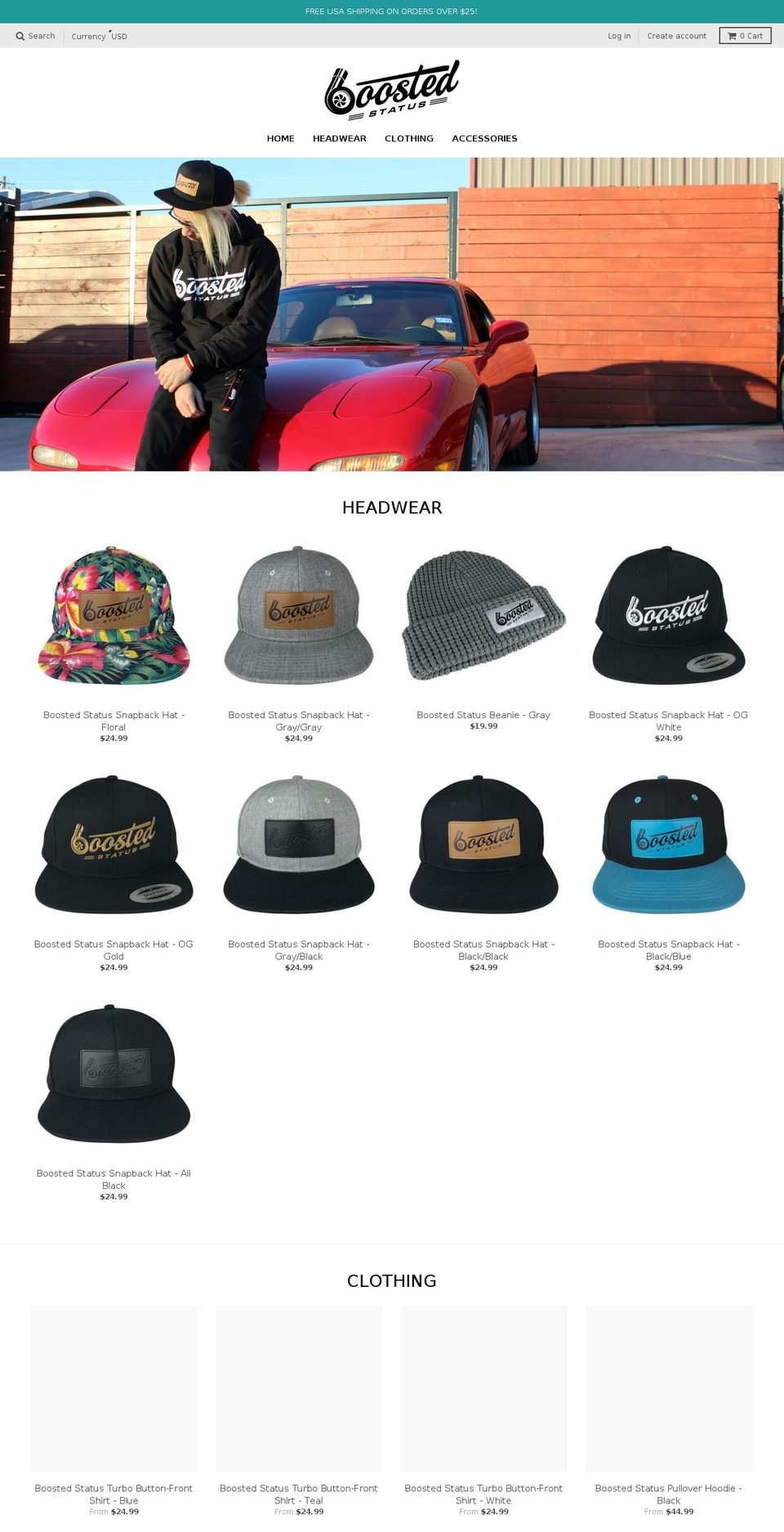 boostedstatus.com — Shopify storefront screenshot