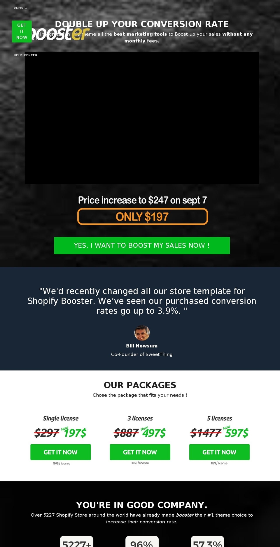 boosterpremium.com — Shopify storefront screenshot