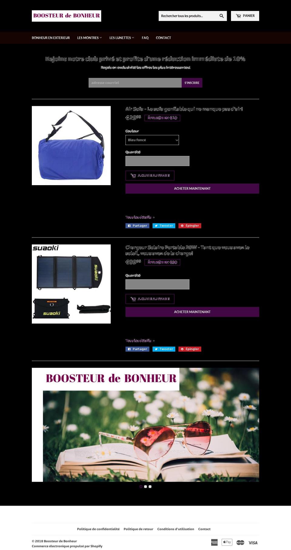 boosteurdebonheur.com shopify website screenshot
