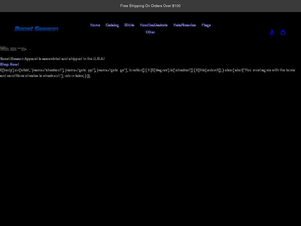 boostseasonapparel.com shopify website screenshot