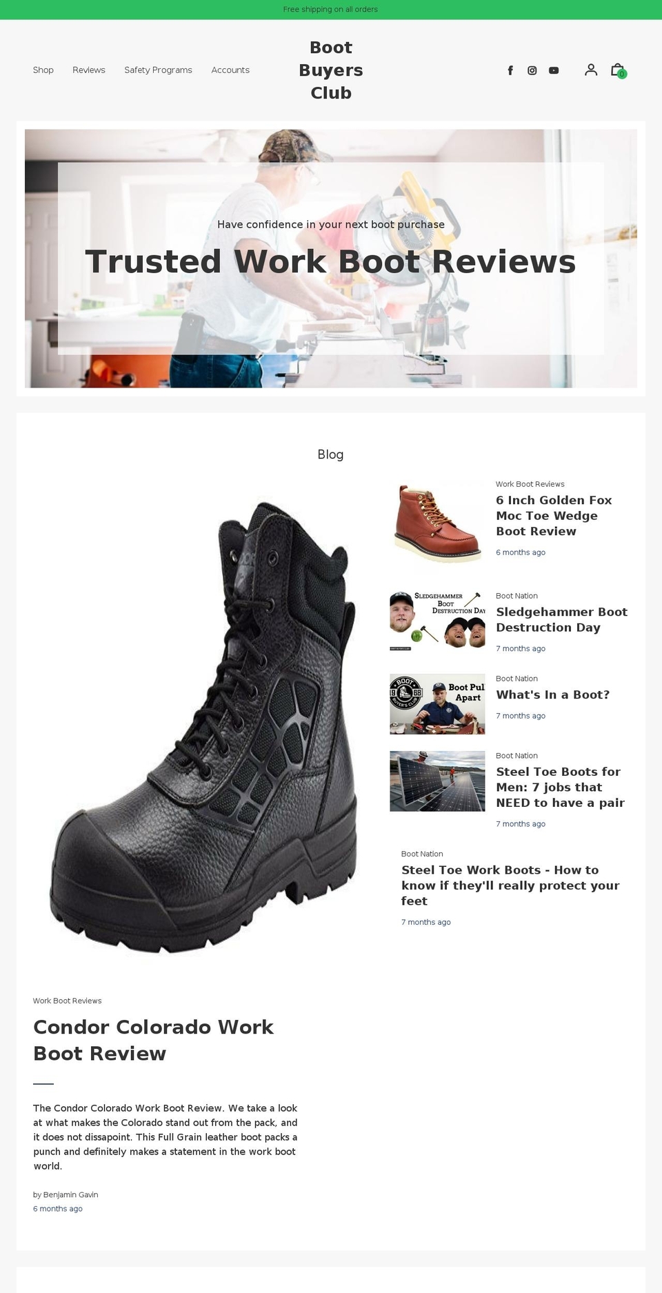 Editorial Shopify theme site example bootbuyersclub.com