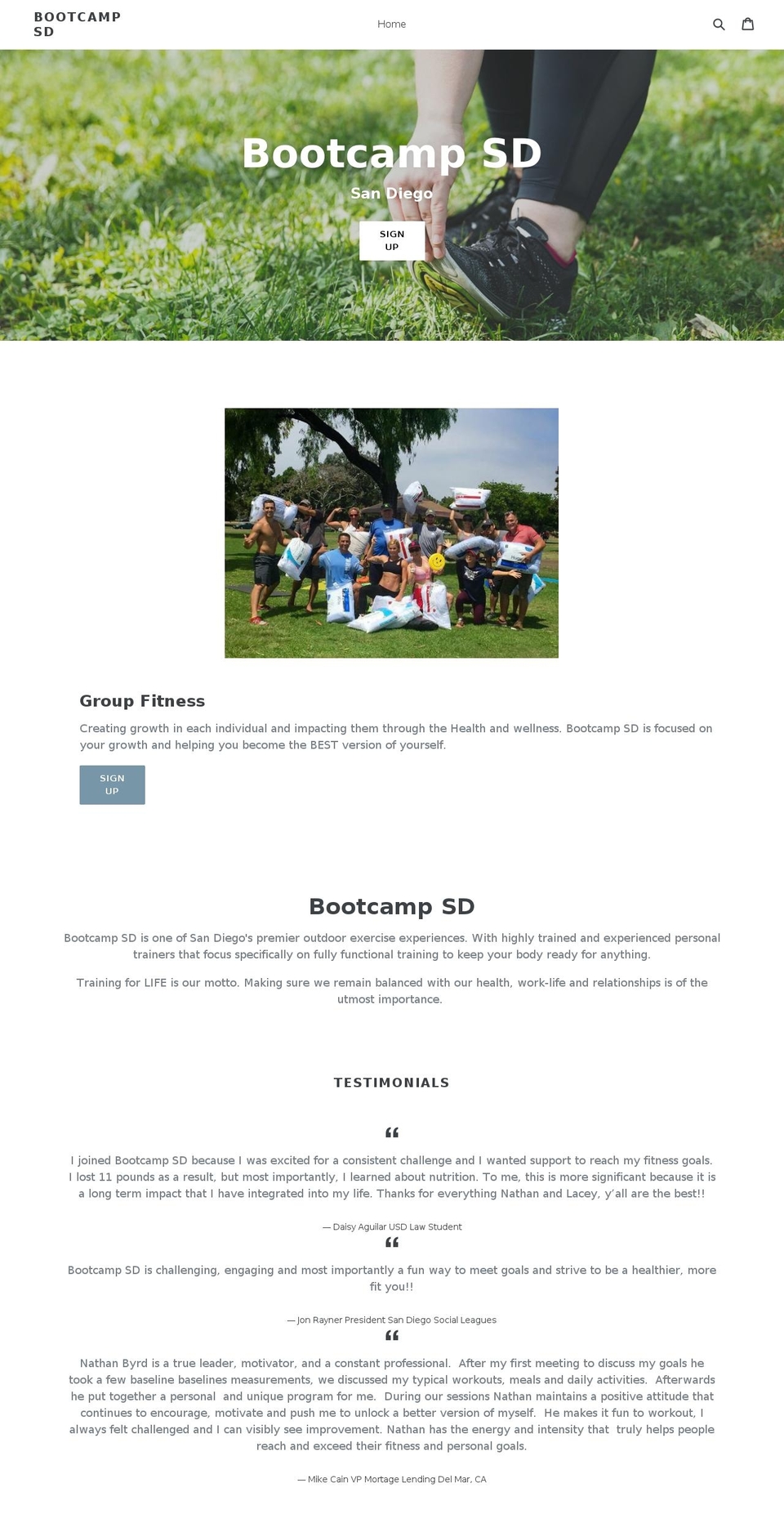 bootcampsd.com shopify website screenshot