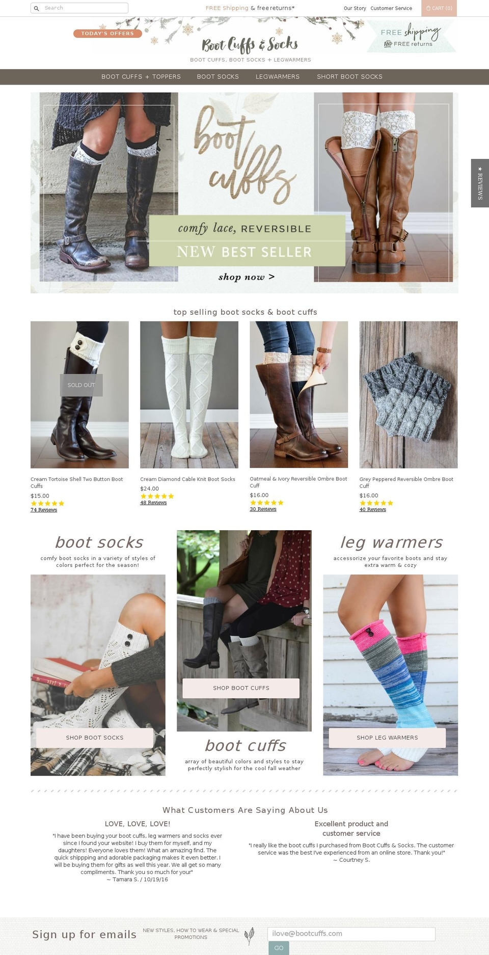AWESOME Boot Cuff Socks Theme Shopify theme site example bootcuffsocks.com