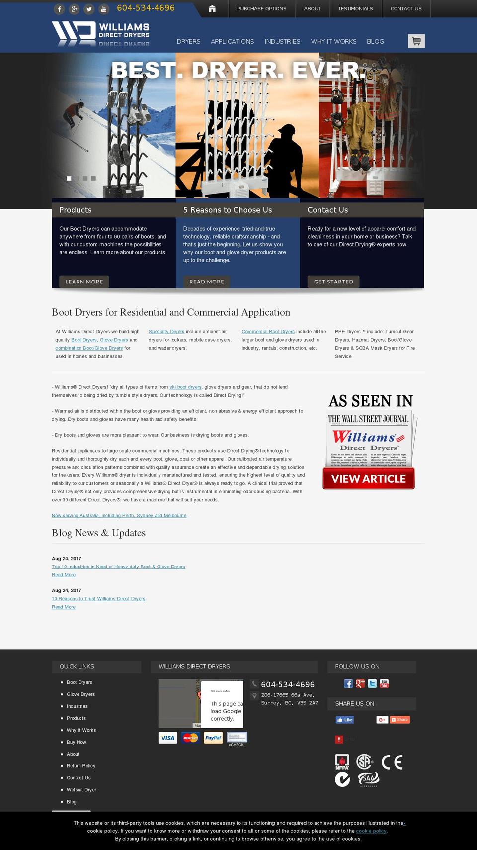 Cybermark - Simple Responsive Shopify theme site example bootdryers.com
