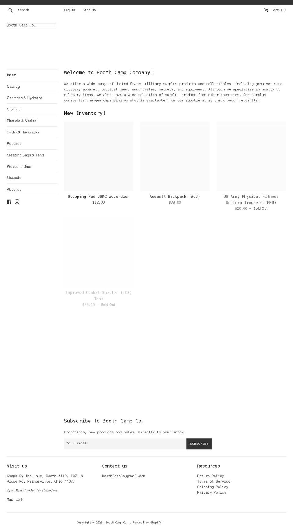 boothcampco.com shopify website screenshot
