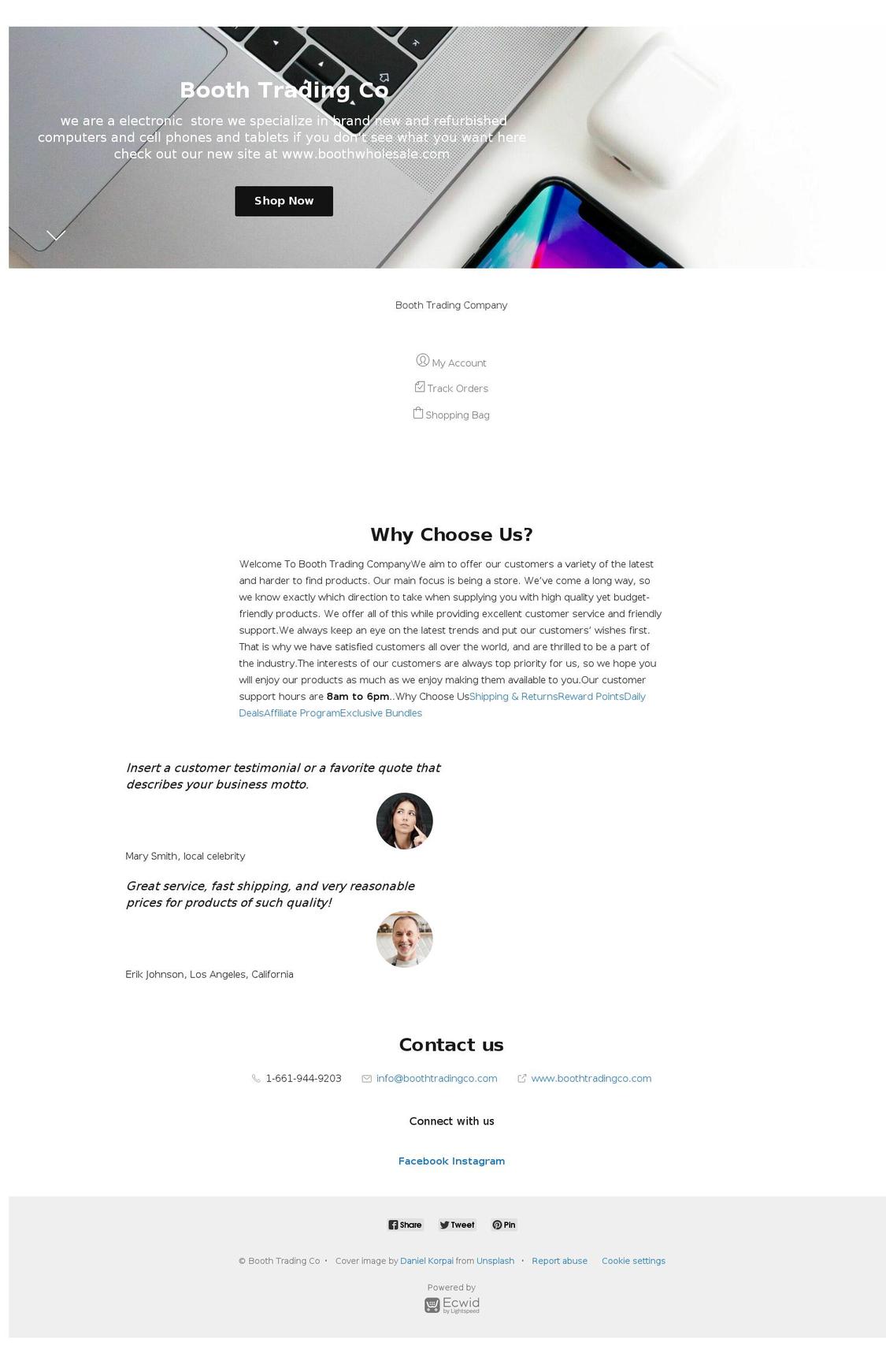 boothtradingco.com — Shopify storefront screenshot