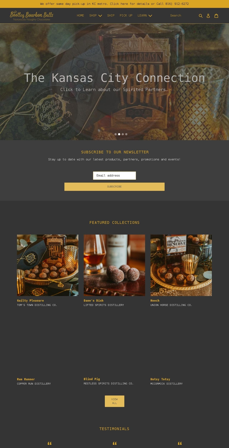bootlegbourbonballs.com shopify website screenshot