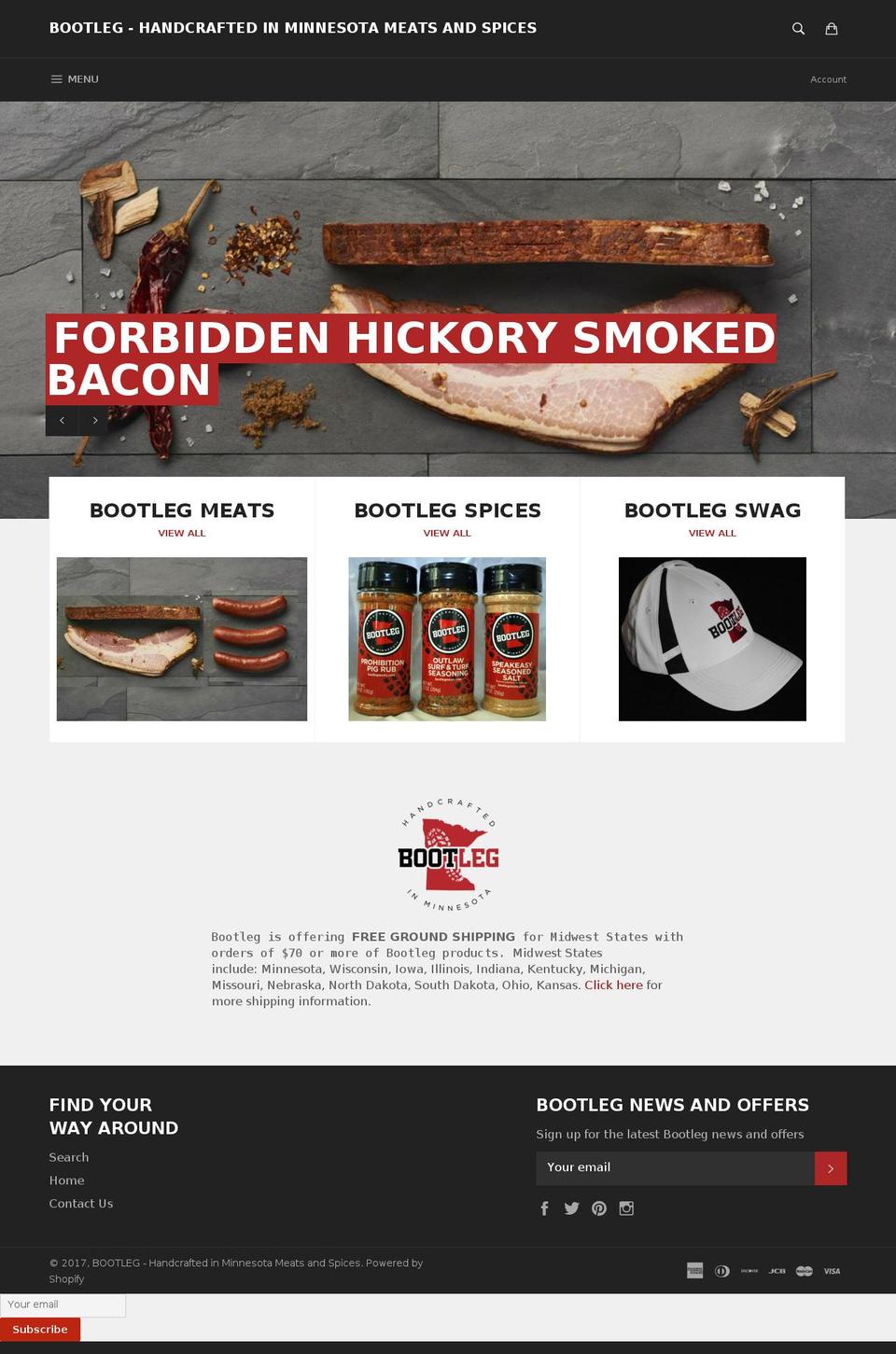 bootlegmeats.com shopify website screenshot