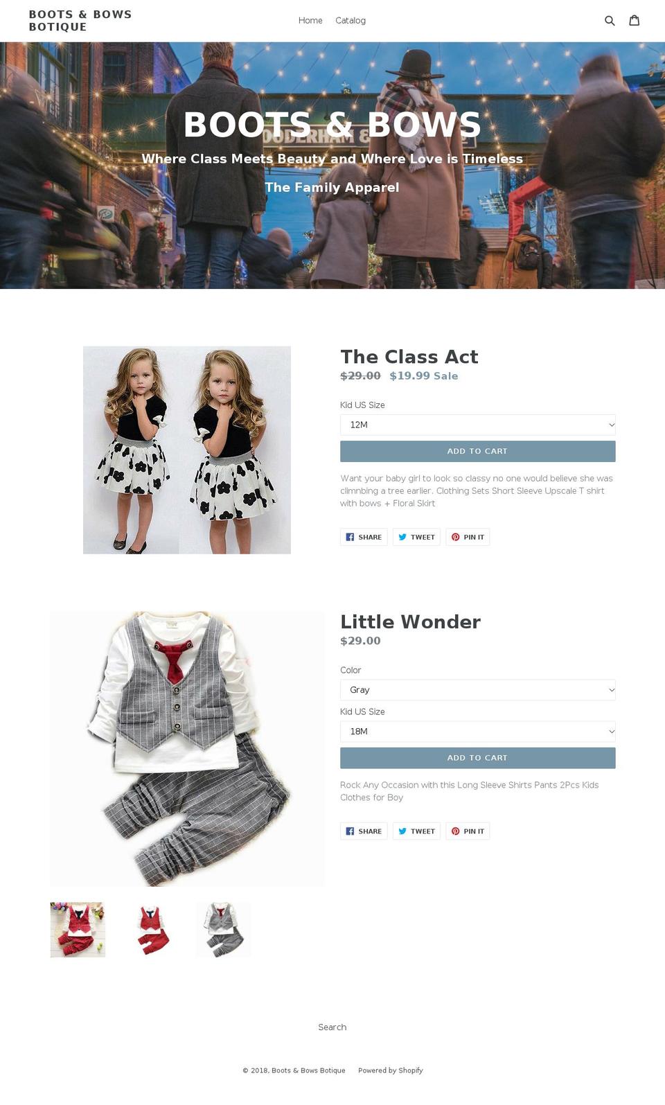 bootsandbows.com — Shopify storefront screenshot
