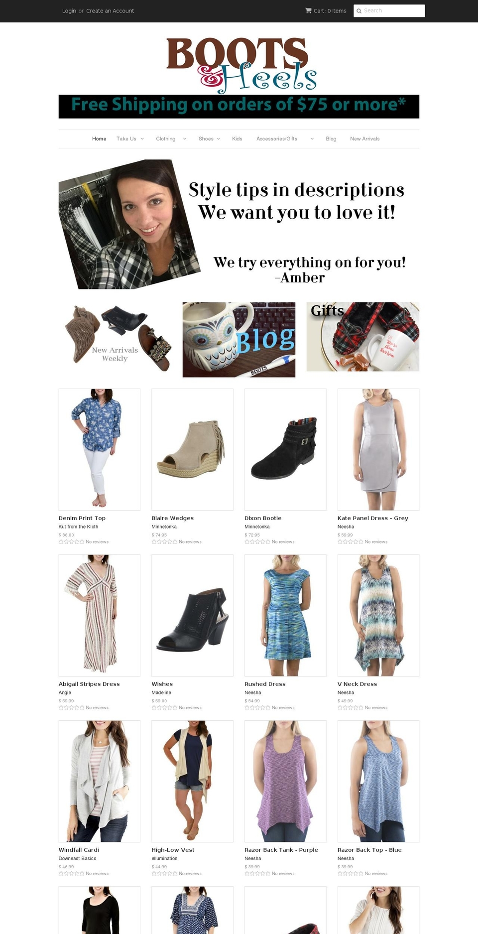 bootsandheelsshop.com shopify website screenshot