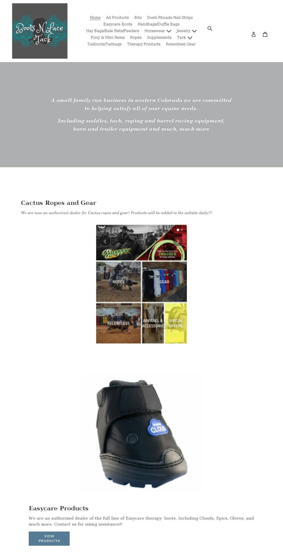 bootsnlacetack.com shopify website screenshot
