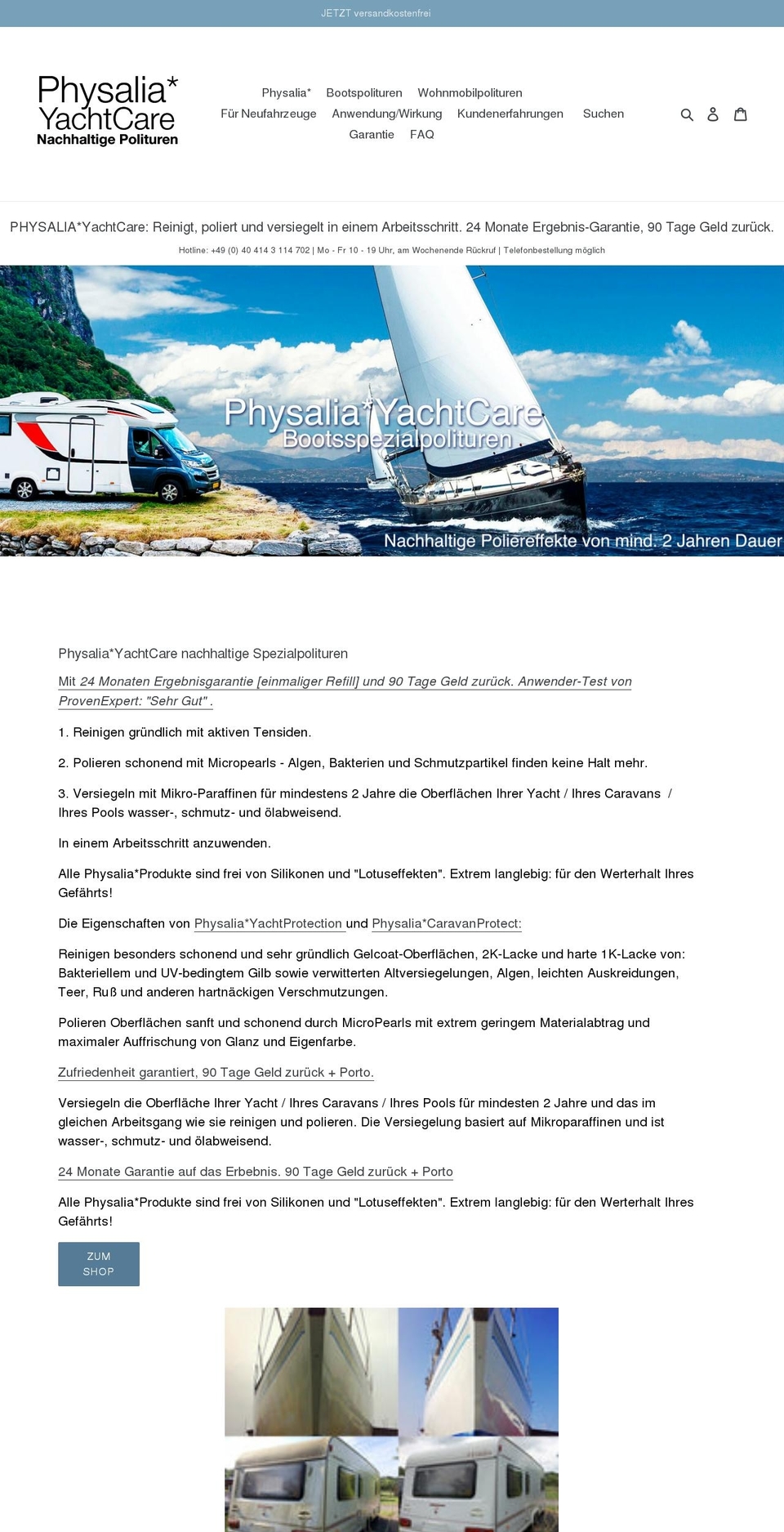 bootspolitur-reinigt-poliert-versiegelt-gfk-gelcoat-lack.com — Shopify storefront screenshot