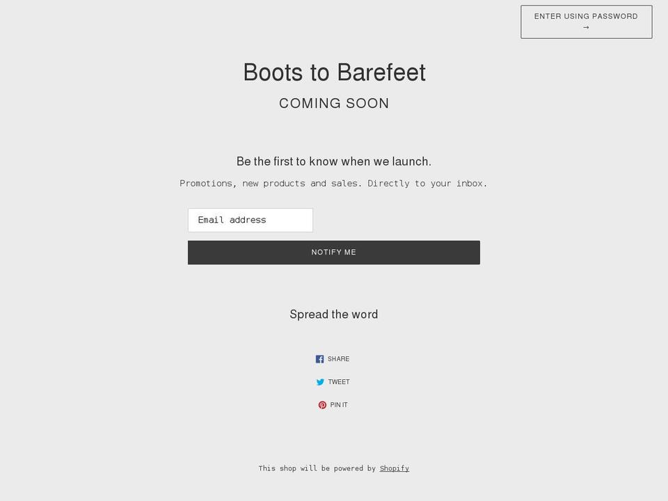bootstobarefeet.com shopify website screenshot