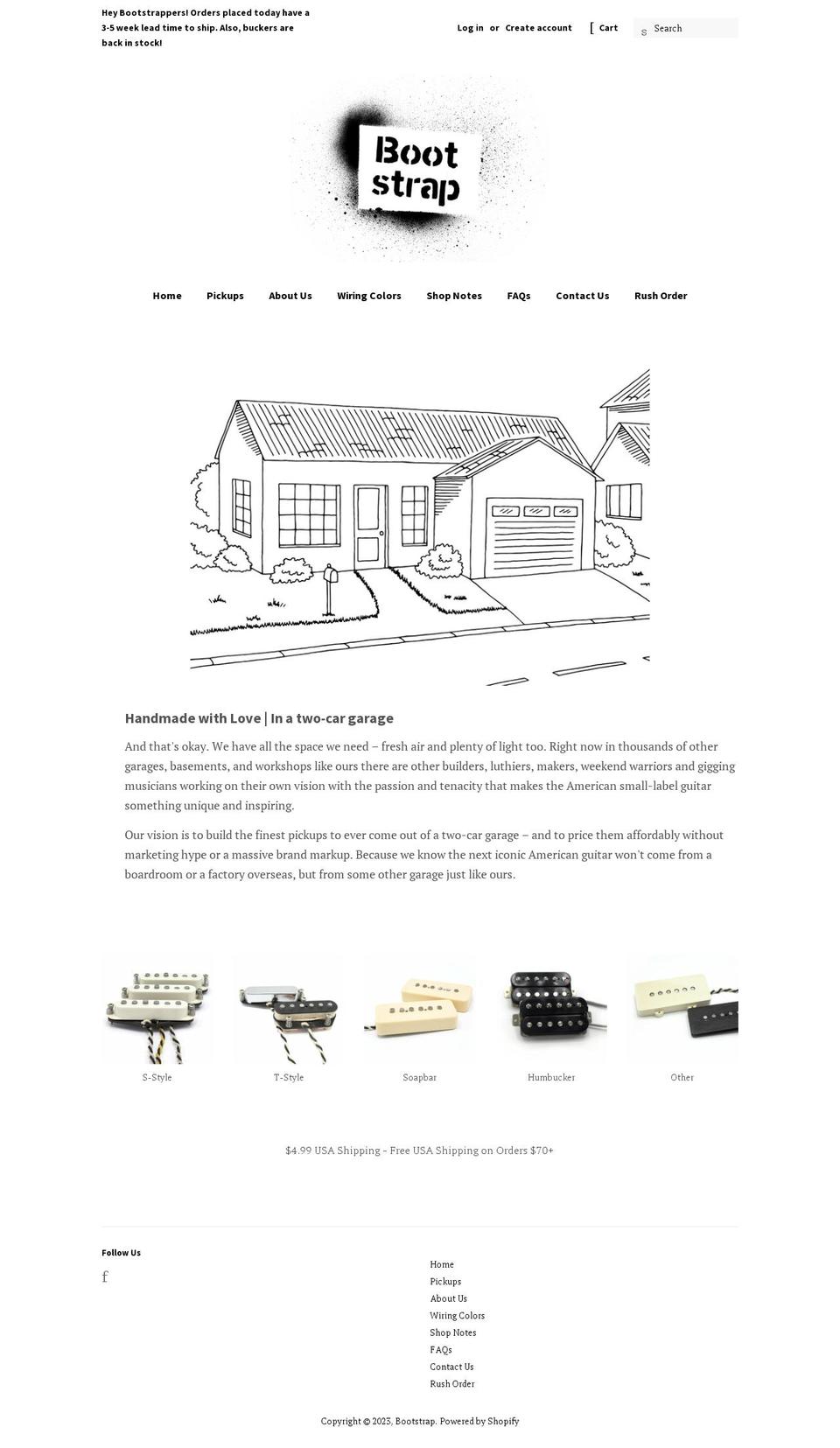 bootstrappickups.com shopify website screenshot